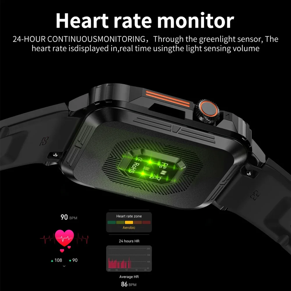 Military Men Smart Watch Health Monitor Bluetooth Call Smartwatch Fitness IP68 Waterproof Sports Watches for Women Android 2024 - Imagen 5